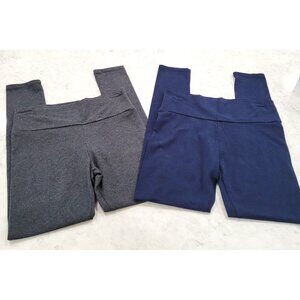Womens Ambiance High-waisted Gray & Blue Ankle Legging Pair Size M